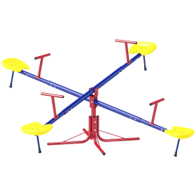 4 Seat Kids Seesaw Spinning Teeter Totter with 360° Rotation, Outdoor Playground Equipment, 88 lbs, for 3-8 Years Old, Multicolor
