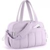 Purple large capacity slit fluffy shoulder bag, waterproof portable luggage tote bag, multi zipper pocket design, sports and fitness travel handbag
