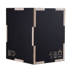 3 in 1 Plyometric Jump Box, 16/14/12 Inch Wooden Box, Step Platform & Jumping Agility Box