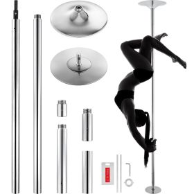Professional Stripper Dance Pole, Spinning Static Dancing Pole Kit, Portable Removable Pole, 45mm Heavy-Duty Stainless Steel Pole Silver