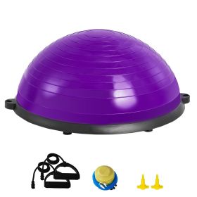 Half Exercise Ball Trainer, 23 inch Balance Ball Trainer, 660lbs Stability Ball, Yoga Ball with Resistance Bands & Foot Pump Purple