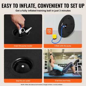 Half Exercise Ball Trainer, 23 inch Balance Ball Trainer, 660 lbs Capacity Stability Ball, Yoga Ball with Resistance Bands and Pump Black