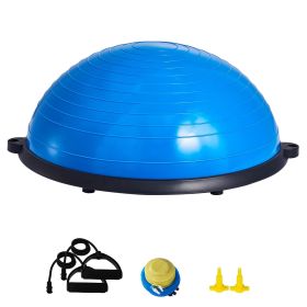 Half Exercise Ball Trainer, 23 inch Balance Ball Trainer, 660lbs Capacity Stability Ball, Yoga Ball with Resistance Bands & Foot Pump Blue