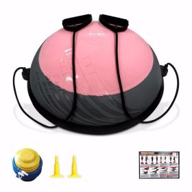 Balance Ball Trainer 660Lbs Weight Capacity 23" Half Ball with Resistance Bands, Anti Burst Design Pink