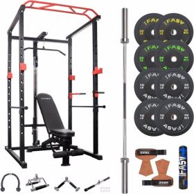 160lb Home Gym sets Multi-functional Power Cage, Weight Lifting, Home Adjustable Pullup Squat Rack 1000Lbs Capacity Comprehensive Fitness Barbell Rack