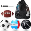 4 Sport Balls Set Official Size Athletic Balls Include Soccer, Football, Basketball, Volleyball