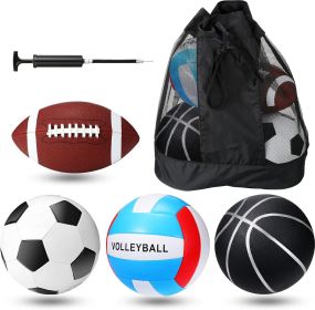 4 Sport Balls Set Official Size Athletic Balls Include Soccer, Football, Basketball, Volleyball