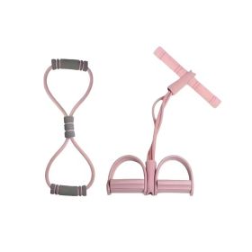 Multifunction Pedal Resistance Band, 4-Tube Elastic Pull Rope For Home Yoga, Leg Exercise, Sit-Up Assistant, Full Body Stretching & Strength Training (Option: Pink)