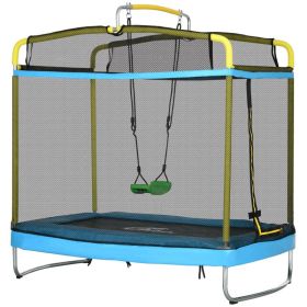 3-in-1 Trampoline for Kids, Trampoline with Net, Gymnastics Bar, Swing, Light Blue (Option: Light Blue-1250x450x200 mm)