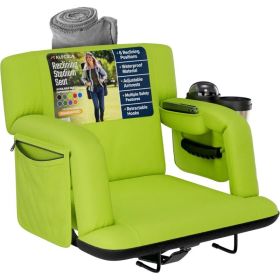 Alpcour Premium 6 Reclining Positions Stadium Seat For Bleachers With Back Support 21 or 25 Inches Wide 9 Colors (Option: Lime-21Wide)