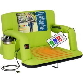Alpcour Heated 6 Reclining Positions Stadium Seat For Bleachers With Back Support 21 or 25 Inches Wide 5 Colors (Option: Lime-25Wide)