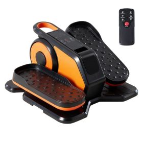 12 Speed Compact Under Desk Elliptical Exercise Machine, Powered Leg Exerciser, Mini Bike with Adjustable, Remote & LCD Display Orange (Option: Orange)