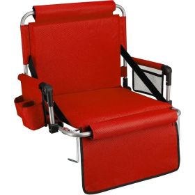 Alpcour Stadium Seat - Foldable, Padded Bleacher Chair With Backrest, Armrest, Pockets, & Cup Holder 21 Inches Wide 3 Colors (Option: Red-21Wide)
