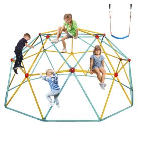 10FT Climbing Dome For Kids Jungle Gym With Grip Handles Dome Climber With Swing Playground Equipment, Blue/Yellow (Option: Defaulttitle)