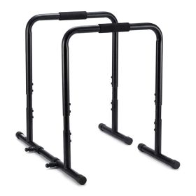 Dip Station Pull Up Bar Stand Adjustable Height Heavy Duty Multi-Function Fitness Training Equipment 400 LB Capacity (Option: Black)