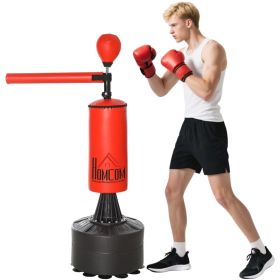 Boxing Bag, Freestanding Punching Bag with Speed Ball, Rotating Boxing Bar and Gloves, Weighted Base Black/Red (Option: Black, Red-880x280x280 mm)