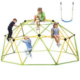 10FT Climbing Dome For Kids Jungle Gym With Grip Handles Dome Climber With Swing Playground Equipment Green/Yellow (Option: Defaulttitle)