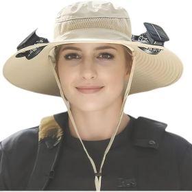 Solar Cooling Hat With Built-in USB Fan - For Outdoor Camping, Beach, And Construction - Lightweight And Breathable Sun Protection (Option: Khaki 1ps)