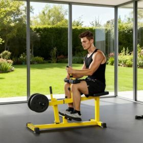 Adjustable Steel Seated Calf Raise Exercise Strength Training Gym Equipment, Yellow (Option: Yellow)
