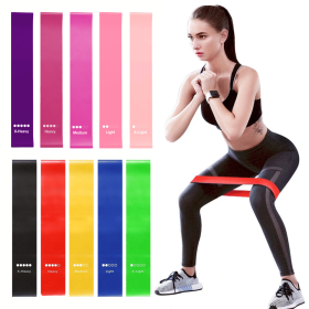 Workout Resistance Bands Loop Set Fitness Yoga Booty Leg Exercise Band Gym Fitness Butt Lift (Color: Mixed Color + Pink)