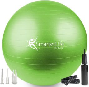 Exercise Ball Yoga Ball for Fitness, Balance, Stability, or Pregnancy, Gym Ball for Core Workout, Physical Therapy, Yoga Ball Chair for Office (Color: Lime)