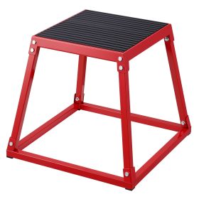 Plyometric Jump Box, 18 Inch Plyo Box, Steel Plyometric Platform and Jumping Agility Box, Anti-Slip Fitness Exercise Step Up Box for Home Gym Training (Color: Red, size: 18 inch)
