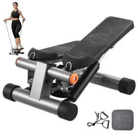 Stair Stepper, Mini Stepper for Exercise at Home, Hydraulic Fitness Stepper with Resistance Bands, Full Body Workout Cardio Equipment (Stride Adjustable or Not: Yes, Motion Mode: Up and Down Motion)