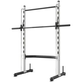Squat Rack With Pull Up Bar And Barbell Bar Adjustable Bench Press Multi-Function Weight Lifting Half Rack, White (Option: White)